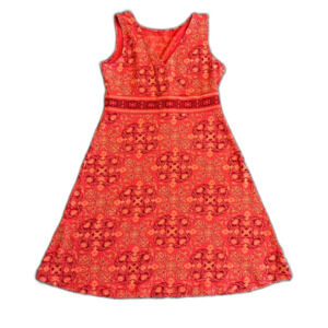 Life Is Good Orange Geo Print Sleeveless Surplice V-Neck Active Mini Dress Sz 4